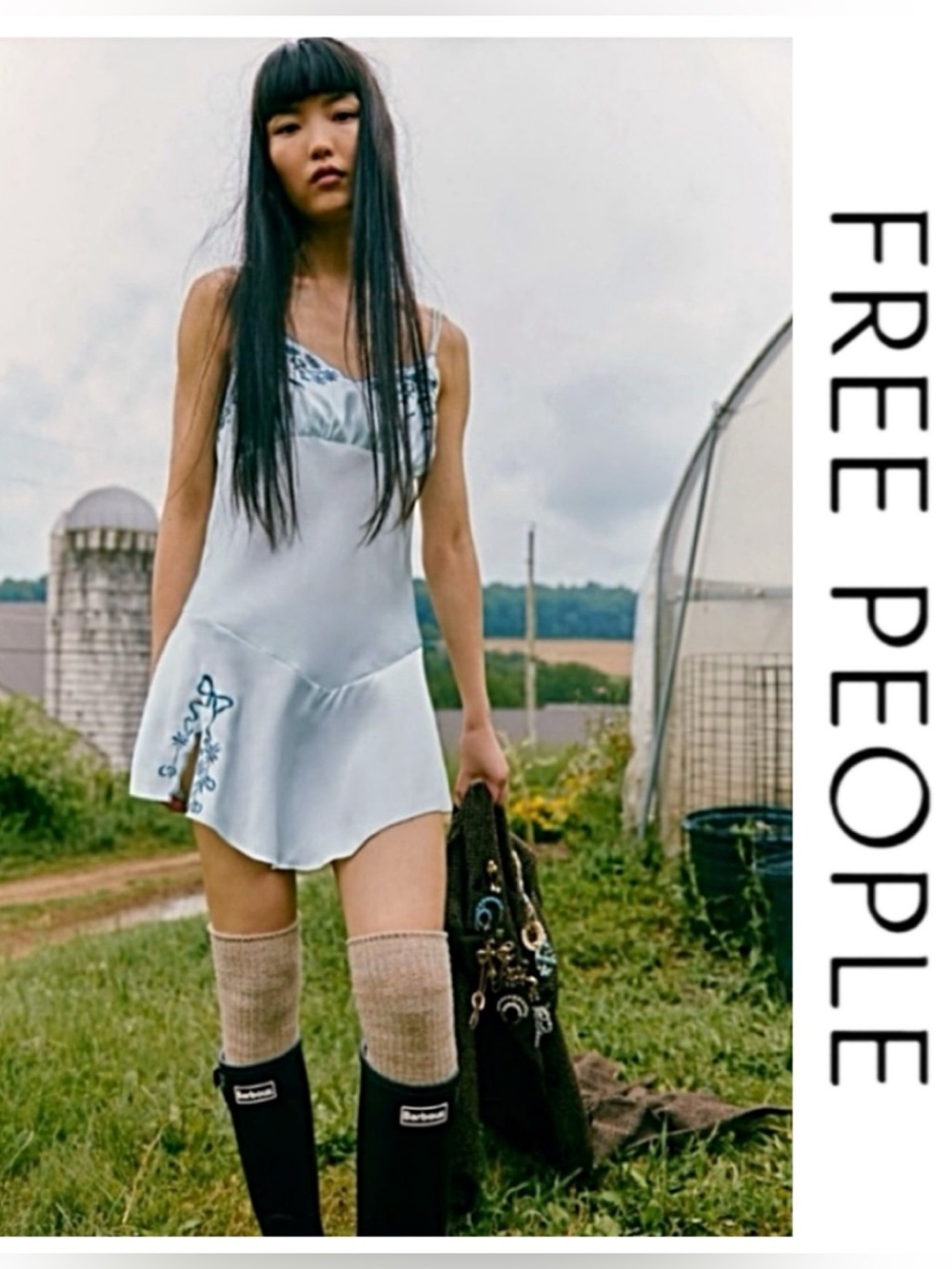 🚩NwTs-$90 Rare RFREE PEOPLE Morning Kiss Slip Dress M Drop-Waist •Embroidered•